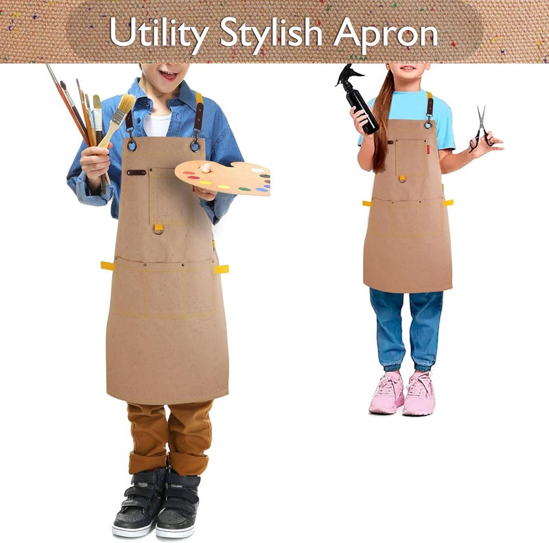 Stenffy Store Kids Art Aprons for Painting, Gardening, Cooking, Multiple Pockets, Kids Smock for Boys & Girls, Waterproof (Age6-12) - Image 2